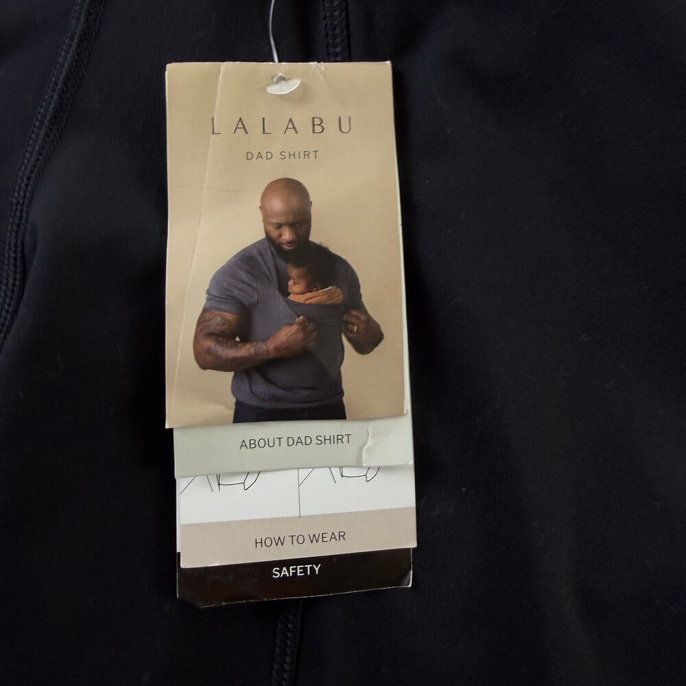 Lalabu Dad Shirt Men’s Large Black Kangaroo Pouch NWT - Picture 3 of 7